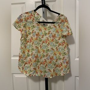 Elodie floral open back top flutter cap sleeve